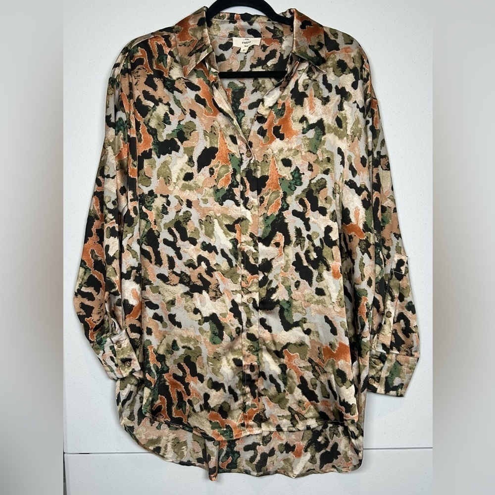 Entro Earth Tone Print Fall Blouse. Size Small. #fall #weartowork #career